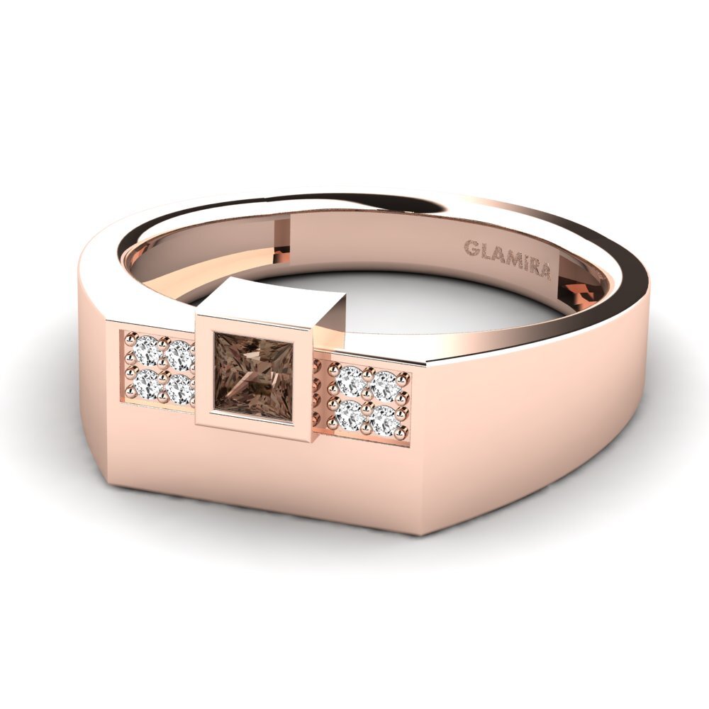 Oro Rosso 585 Quarzo Fumé Anello da uomo Cledwyn