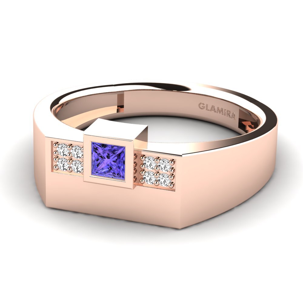 Oro Rosso 375 Tanzanite Anello da uomo Cledwyn