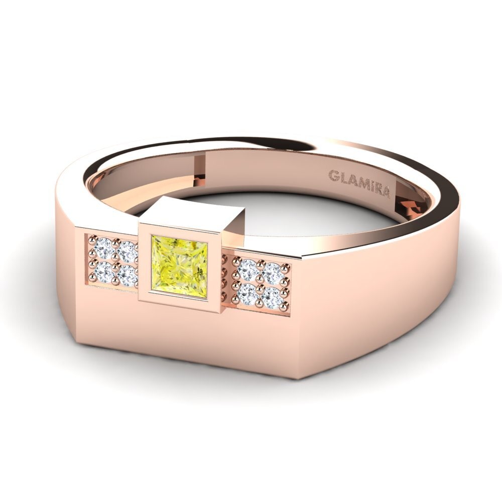 Oro Rosso 750 Diamante Giallo Anello da uomo Cledwyn