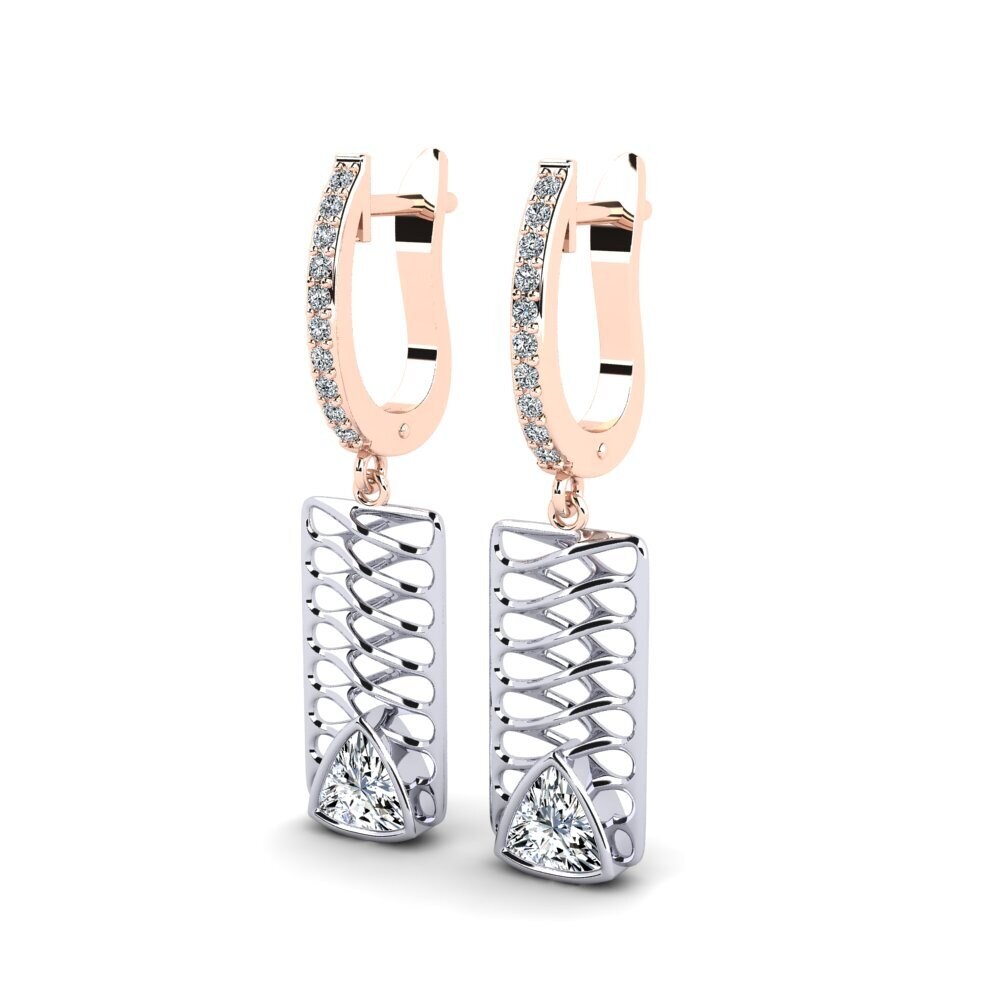 14k Oro Blanco & Rosa Trillón Pendiente de mujer Clerk