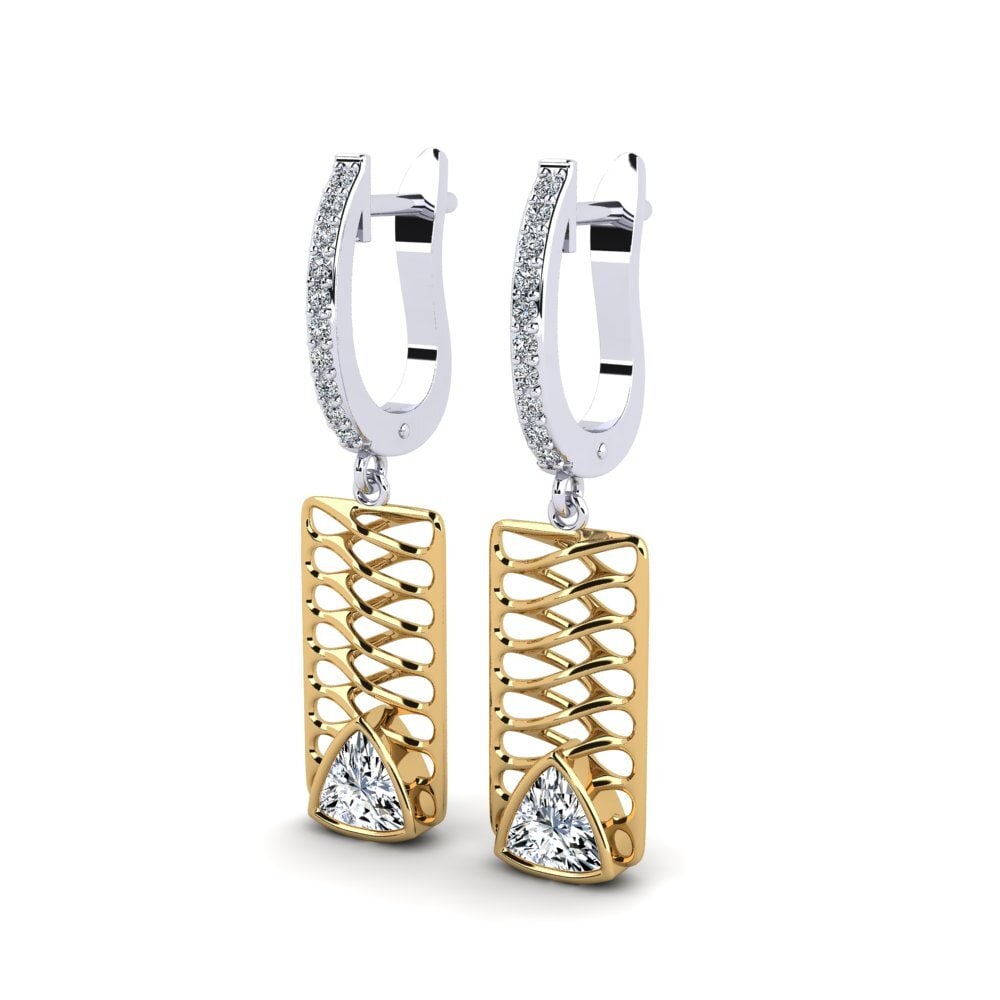 14k Oro Amarillo/Blanco Trillón Pendiente de mujer Clerk