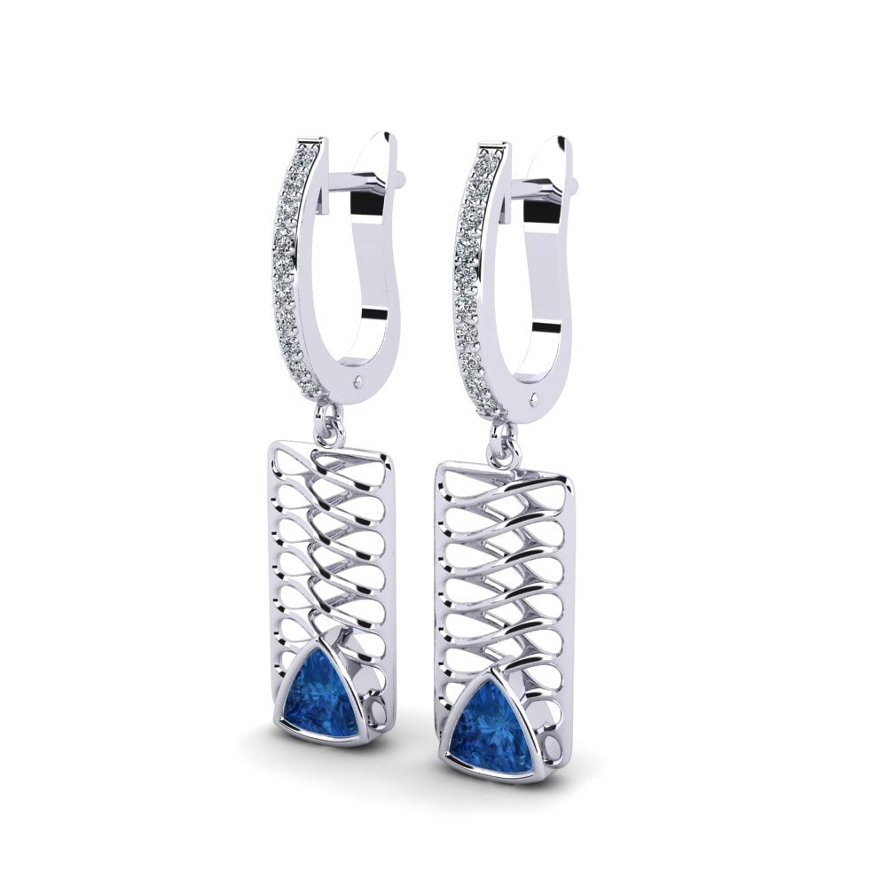 Trillion Dark Blue Zirconia Women's Earring Clerk