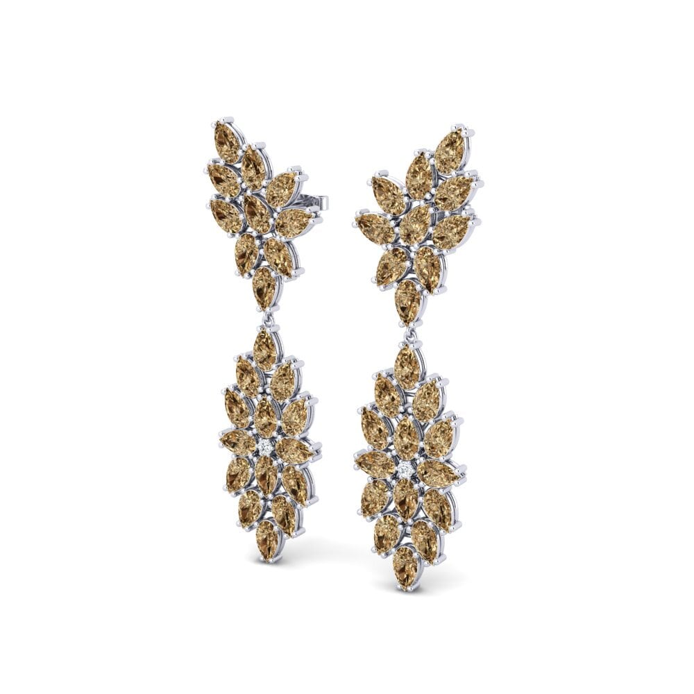 18k Oro Blanco Diamante Marrón Pendiente de mujer Cleta