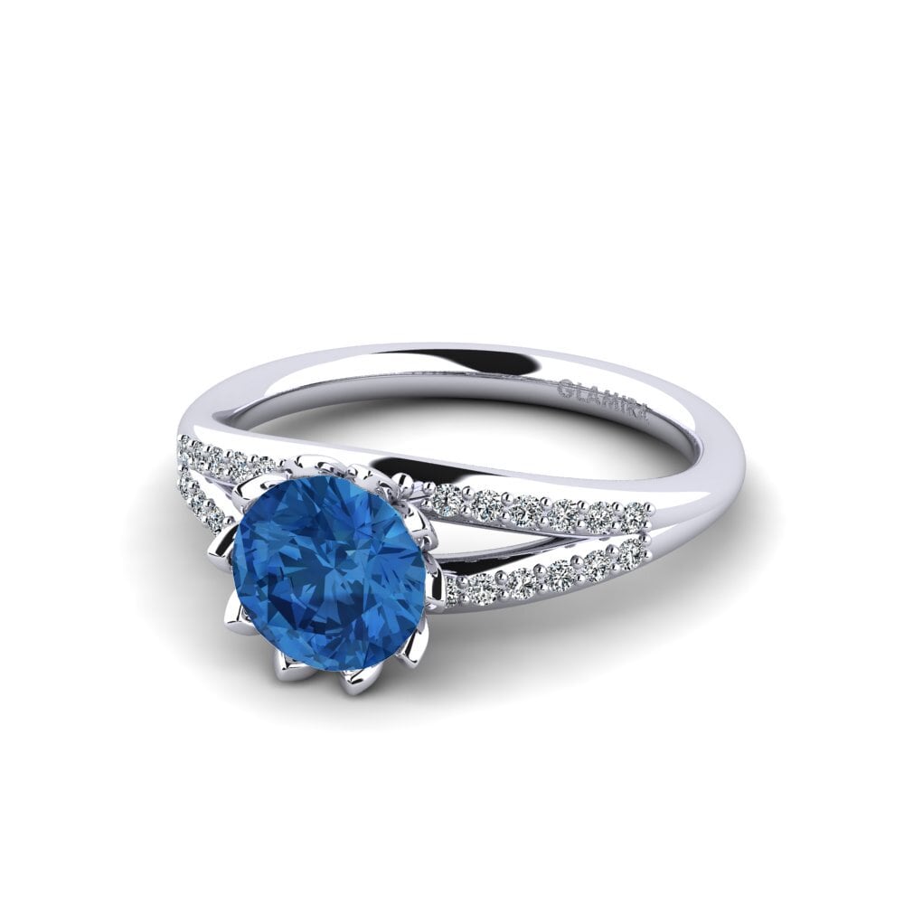 Circonita Azul Oscuro Anillo de Mujer Clom
