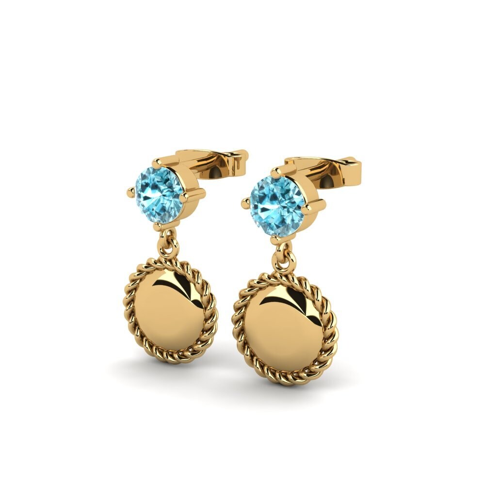 Đá Zircon Xanh Bông tai nữ Cloques