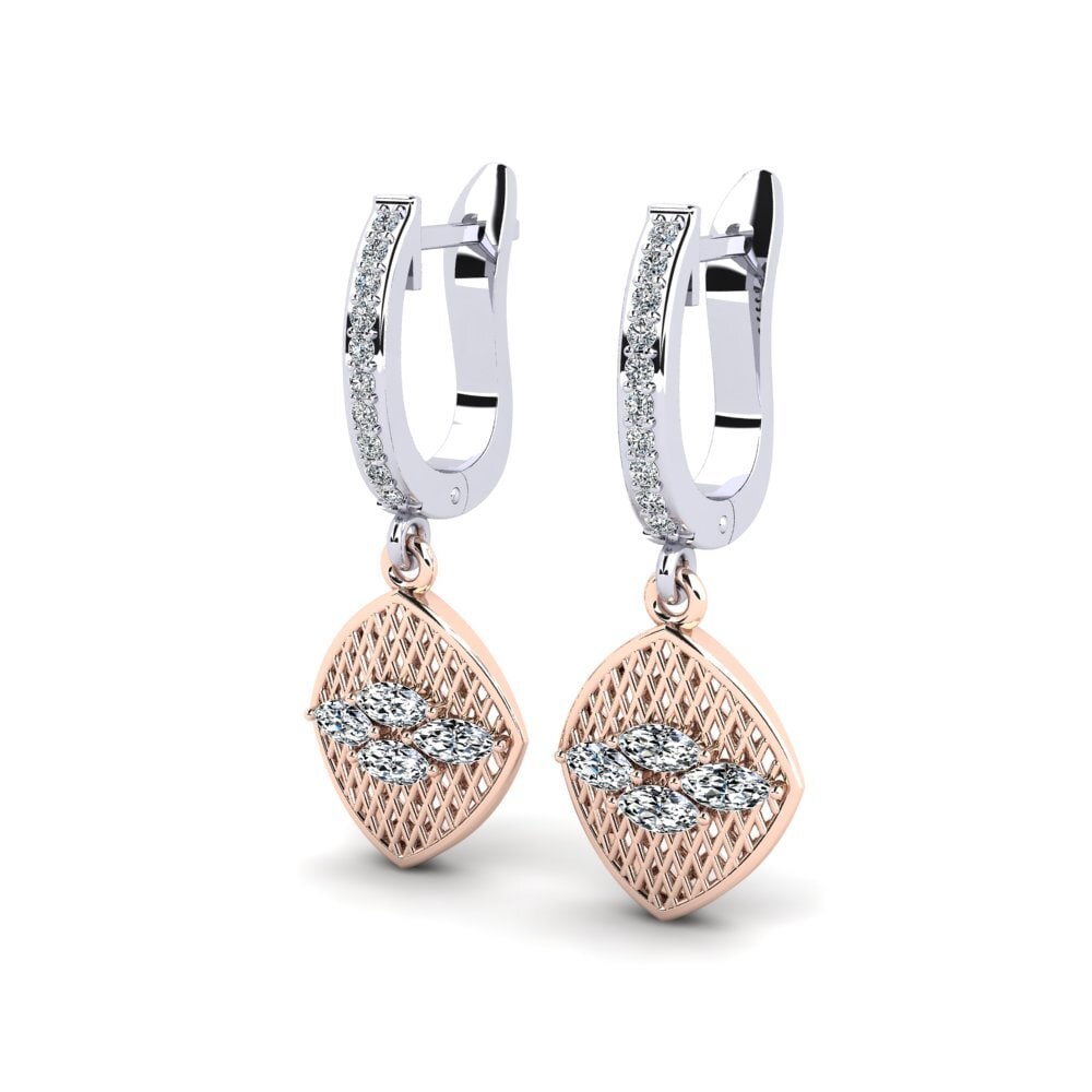 14ct White / Rose Gold Marquise Women's Earring Clora