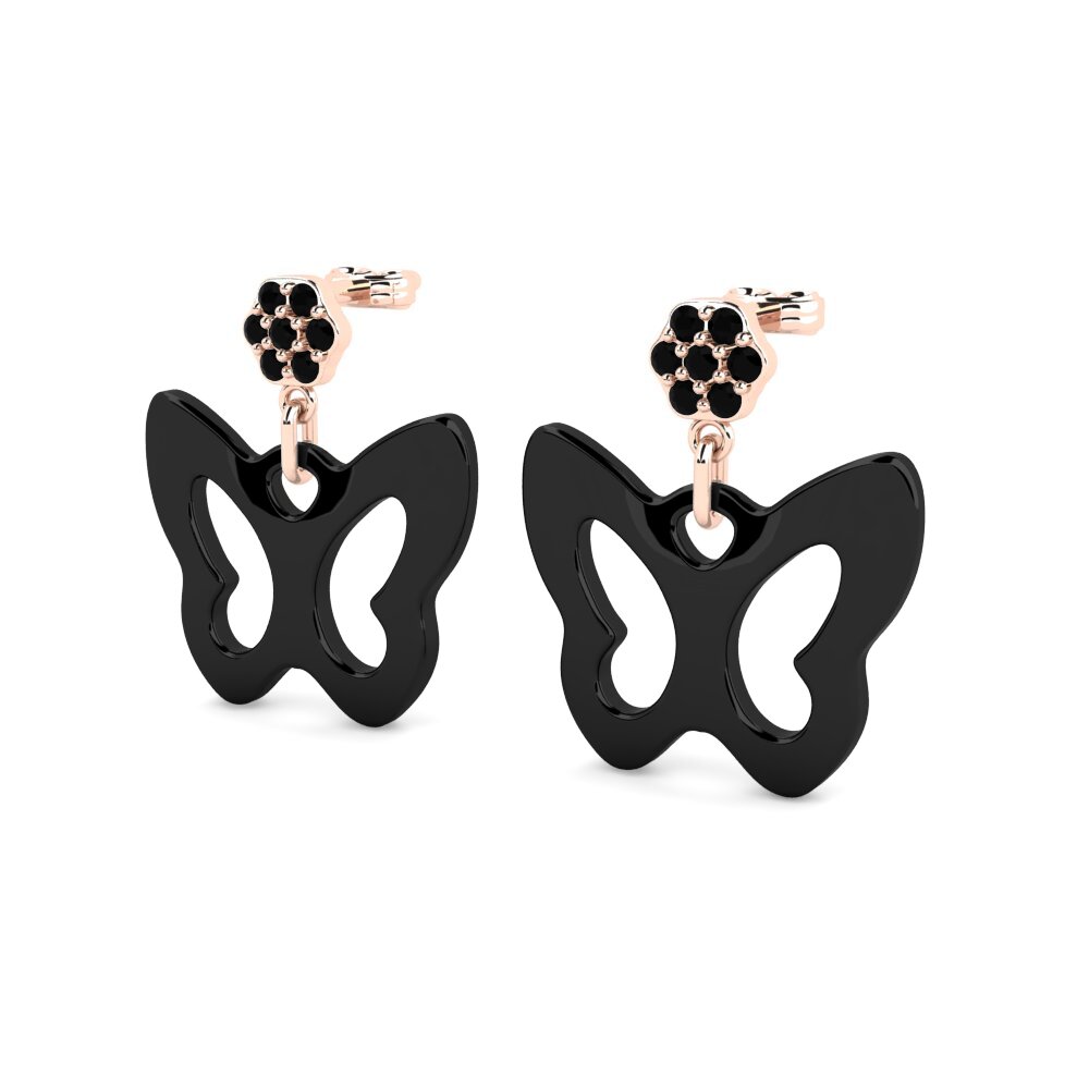 14k Oro Rosa Ónix Negro Pendiente de mujer Cobos