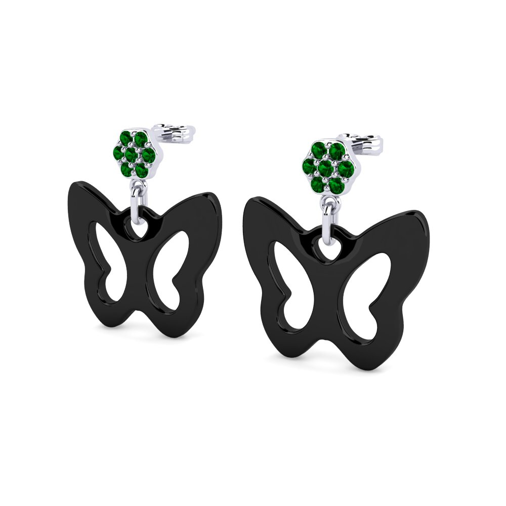 White Silver Green Zirconia Women's Earring Cobos