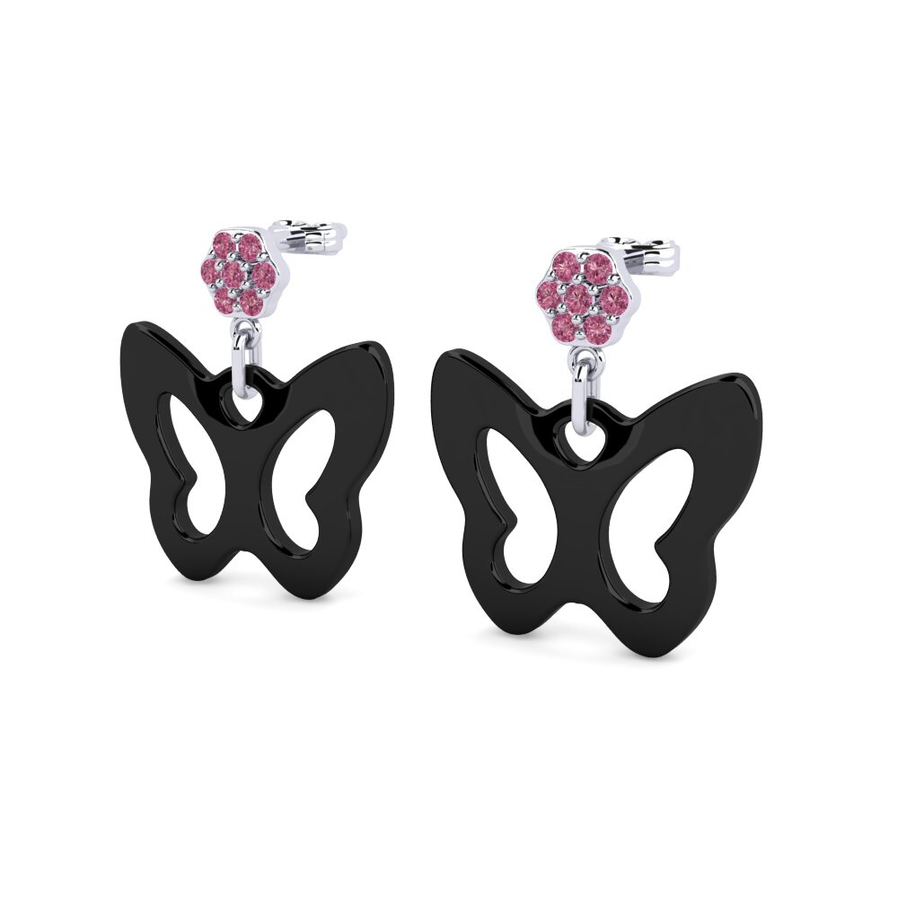 Platino 950 Granate Rhodolite Pendiente de mujer Cobos