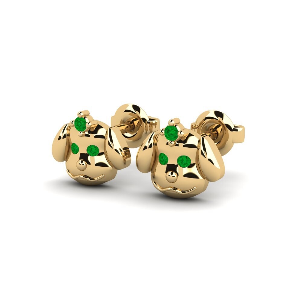 14ct Yellow Gold Emerald Kid's Earring Cocomi