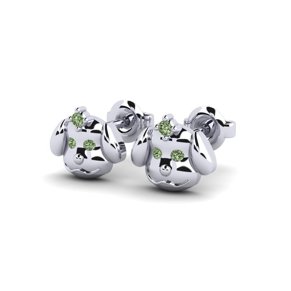Platina 950 Diamante Verde Brinco Infantil Cocomi