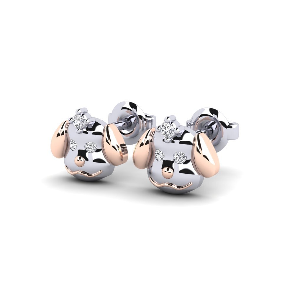 14k White & Rose Gold Lab Grown Diamond Kid's Earring Cocomi