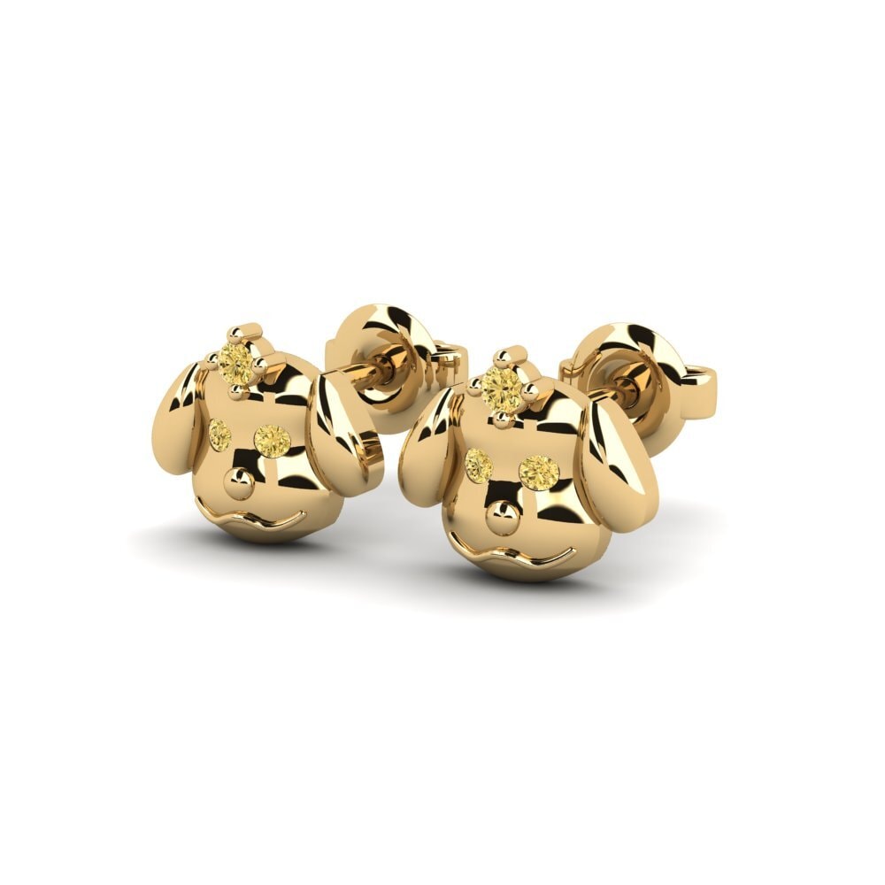 14ct Yellow Gold Yellow Diamond Kid's Earring Cocomi