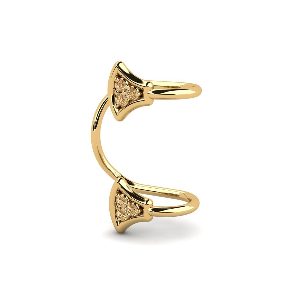 14ct Yellow Gold Brown Diamond Women's Earring Codn