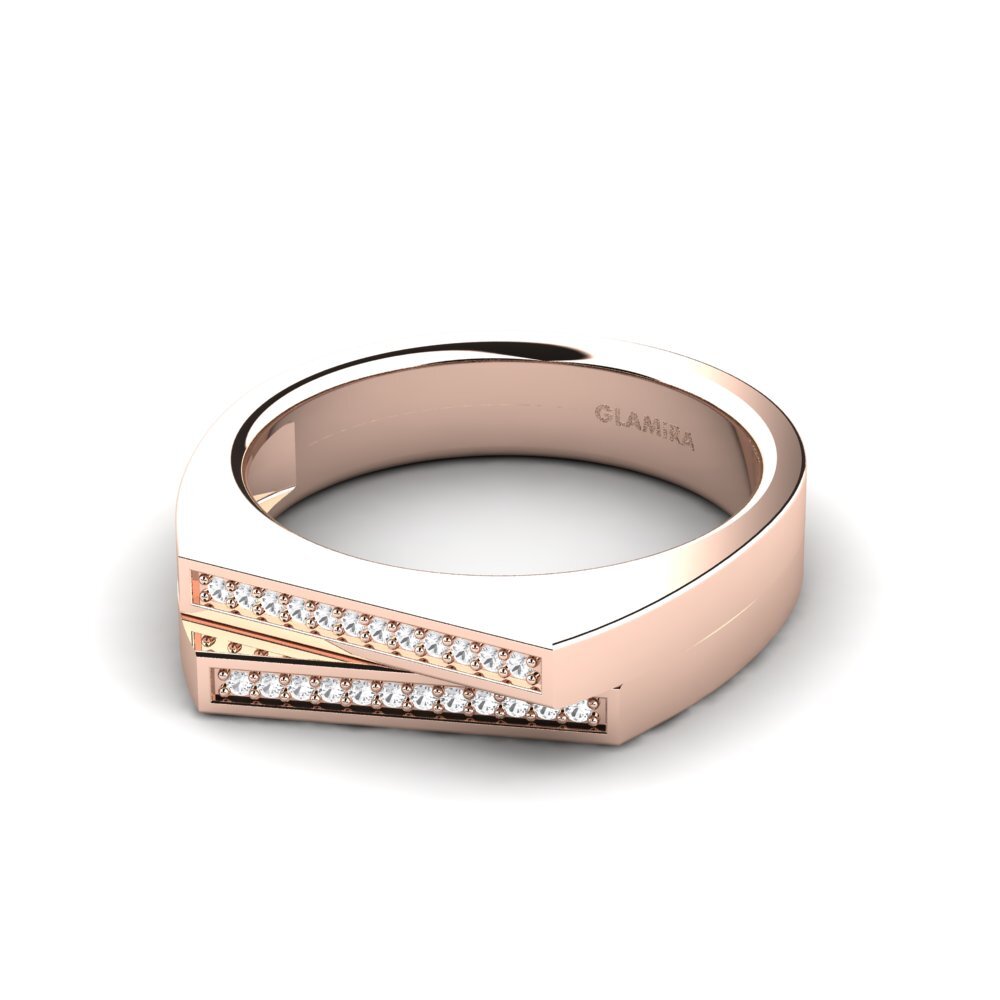 14ct Rose Gold White sapphire Men's Ring Cohen