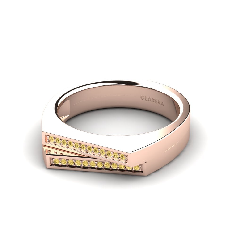 Oro Rosso 750 Diamante Giallo Anello da uomo Cohen