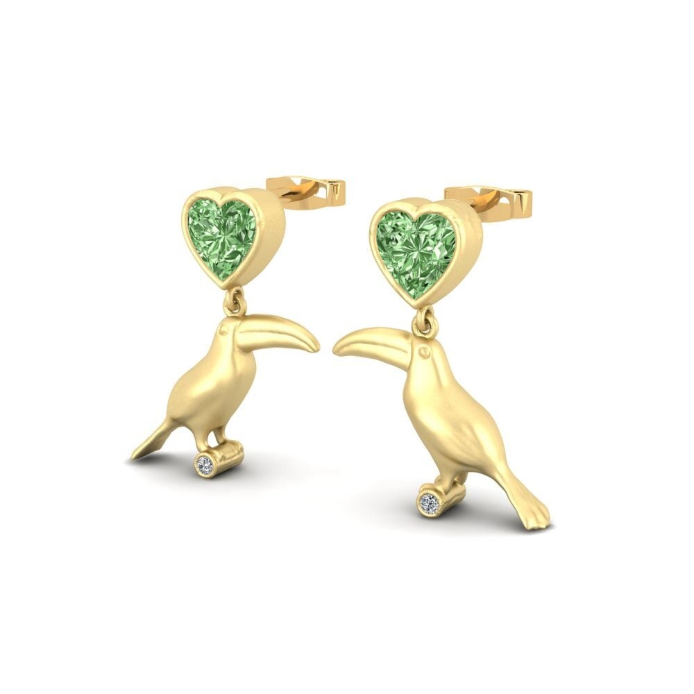 Heart Green Diamond Women's Earring Coitte