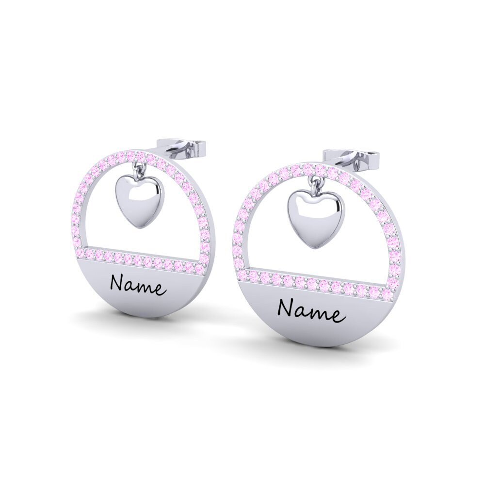 18ct White Gold Pink Sapphire Women's Earring Colerea