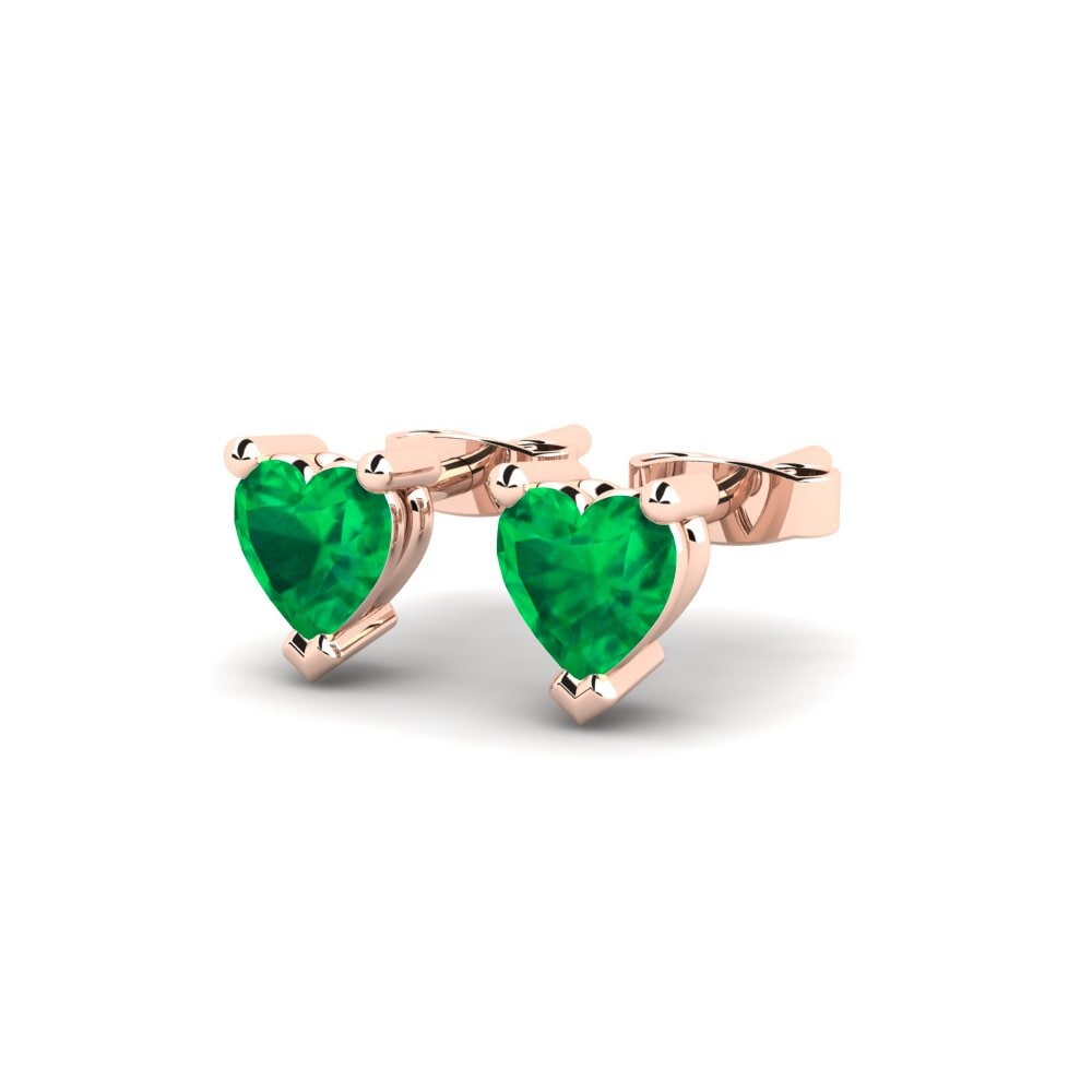 Or rose 14k Émeraude Boucle d'oreille enfant Collette