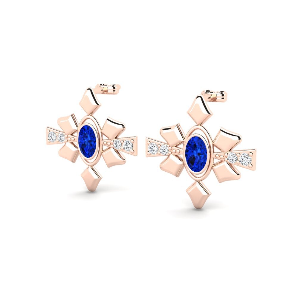 Oval Sapphire (Lab Created) Women's Earring Colligero