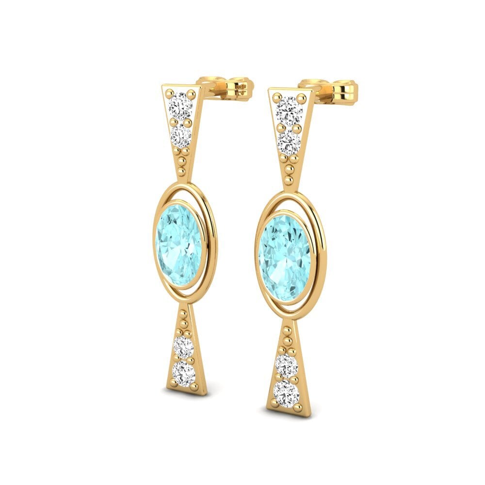 14ct Yellow Gold Aquamarine Women's Earring Collodion