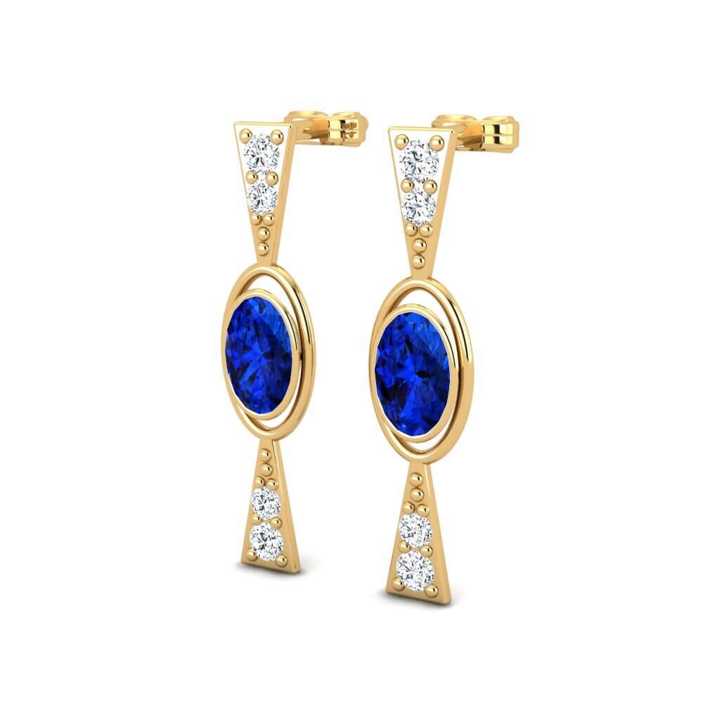 14ct Yellow Gold Sapphire (Lab Created) Women's Earring Collodion