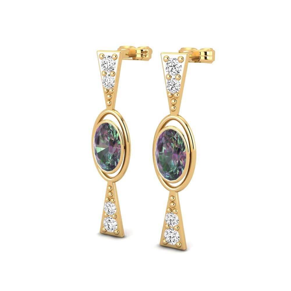 14ct Yellow Gold Mystic Topaz Women's Earring Collodion
