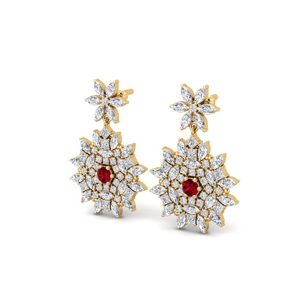 Zircone Rouge Boucle d'oreille femme Compos