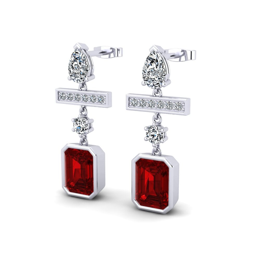 Emerald Cut Ruby (Lab Created) Women's Earring Comprato