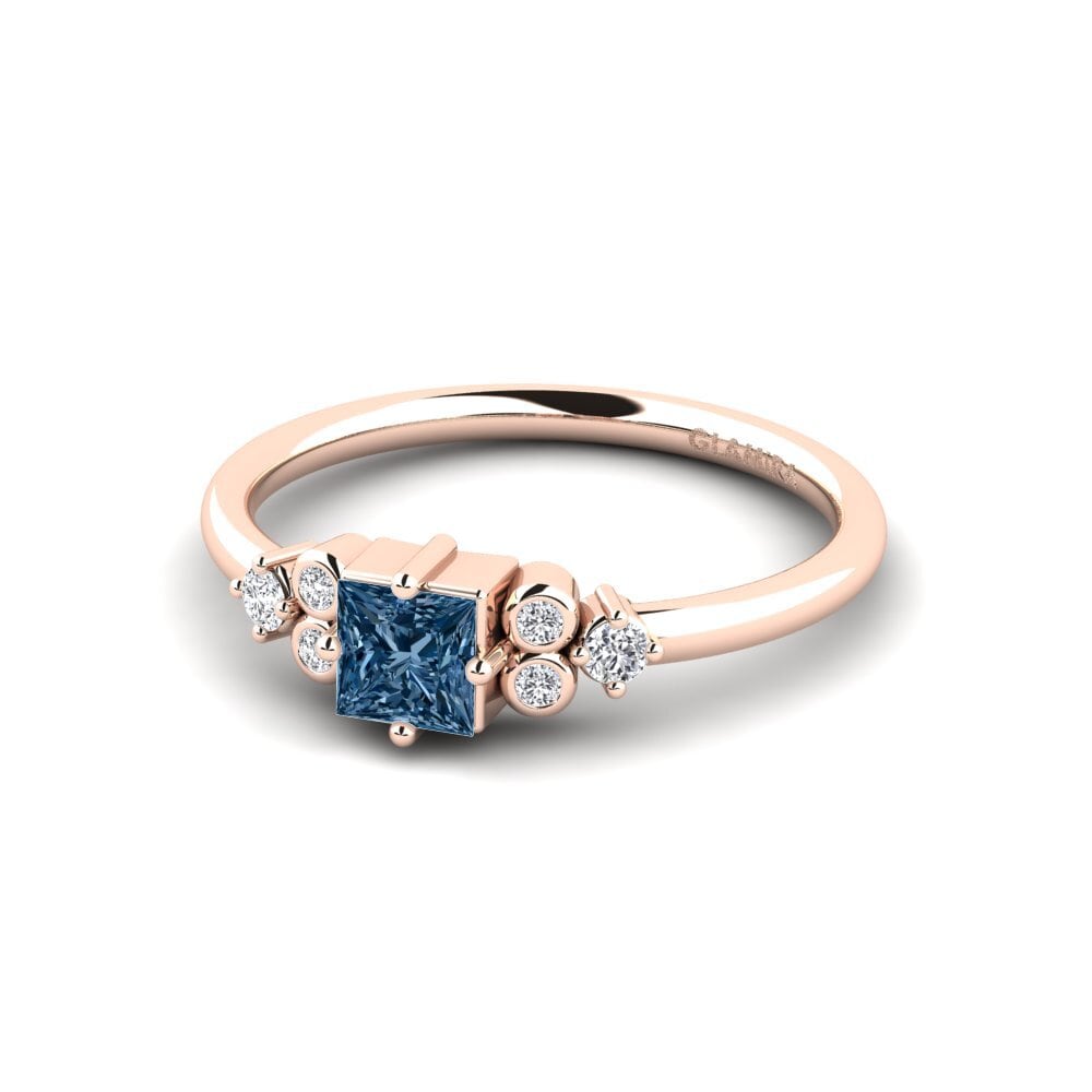Princess Blue Diamond Engagement Ring Compte