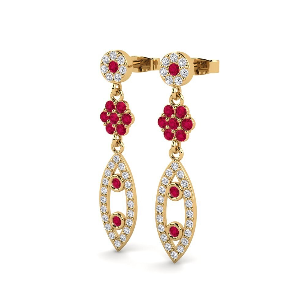 Đá Ruby / Hồng Ngọc Bông tai nữ Concavitesa