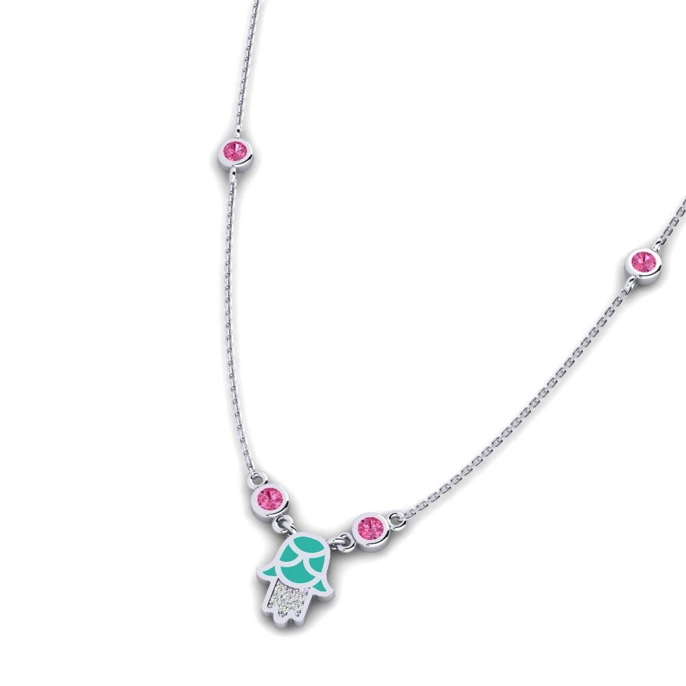 Plata 925 Turmalina rosa Collar de Mujer Confiar