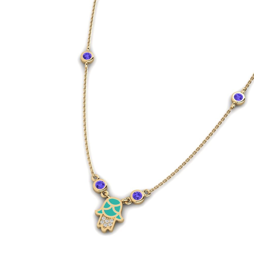 14k Oro Amarillo Tanzanita Collar de Mujer Confiar