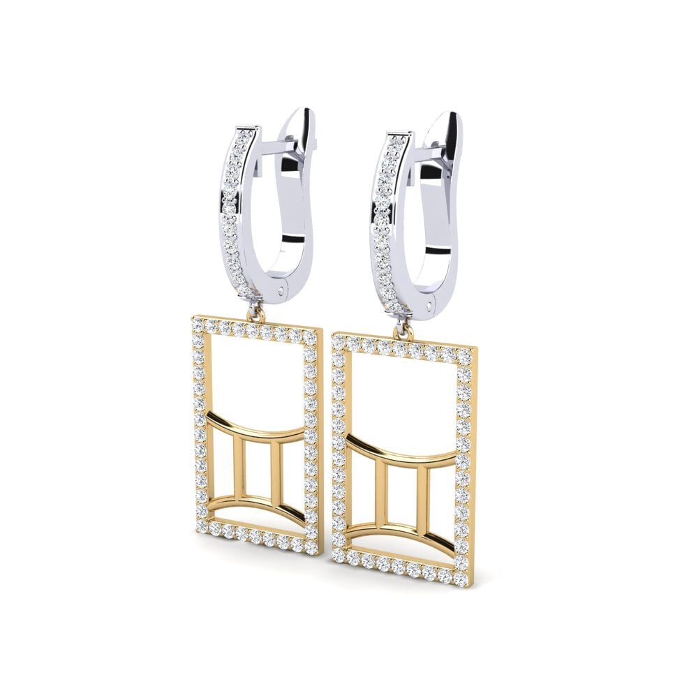 14k Oro Blanco & Amarillo Pendiente de mujer Coni - Gemini