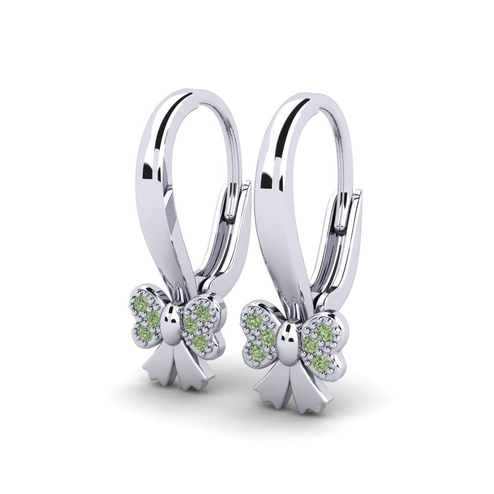 White Silver Green Diamond Kid's Earring Consistently