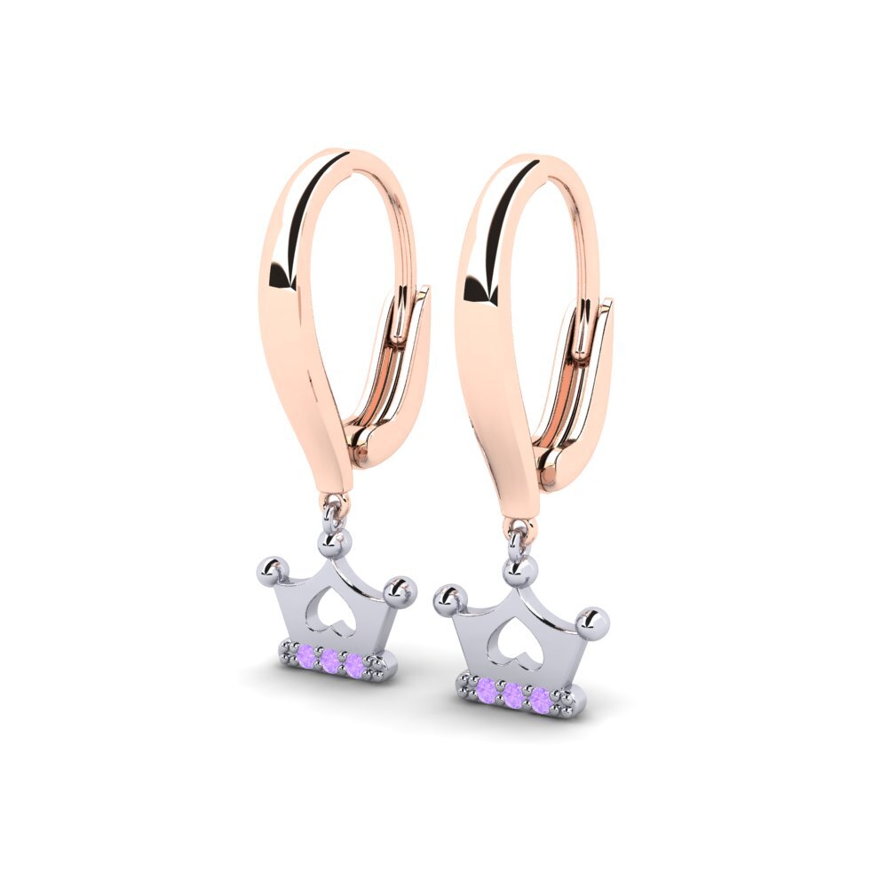14k Rose & White Gold Amethyst Kid's Earring Constitution