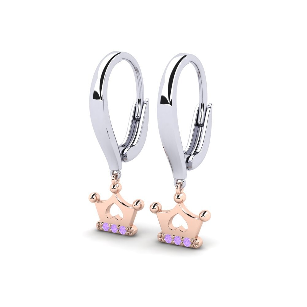 14k White & Rose Gold Amethyst Kid's Earring Constitution