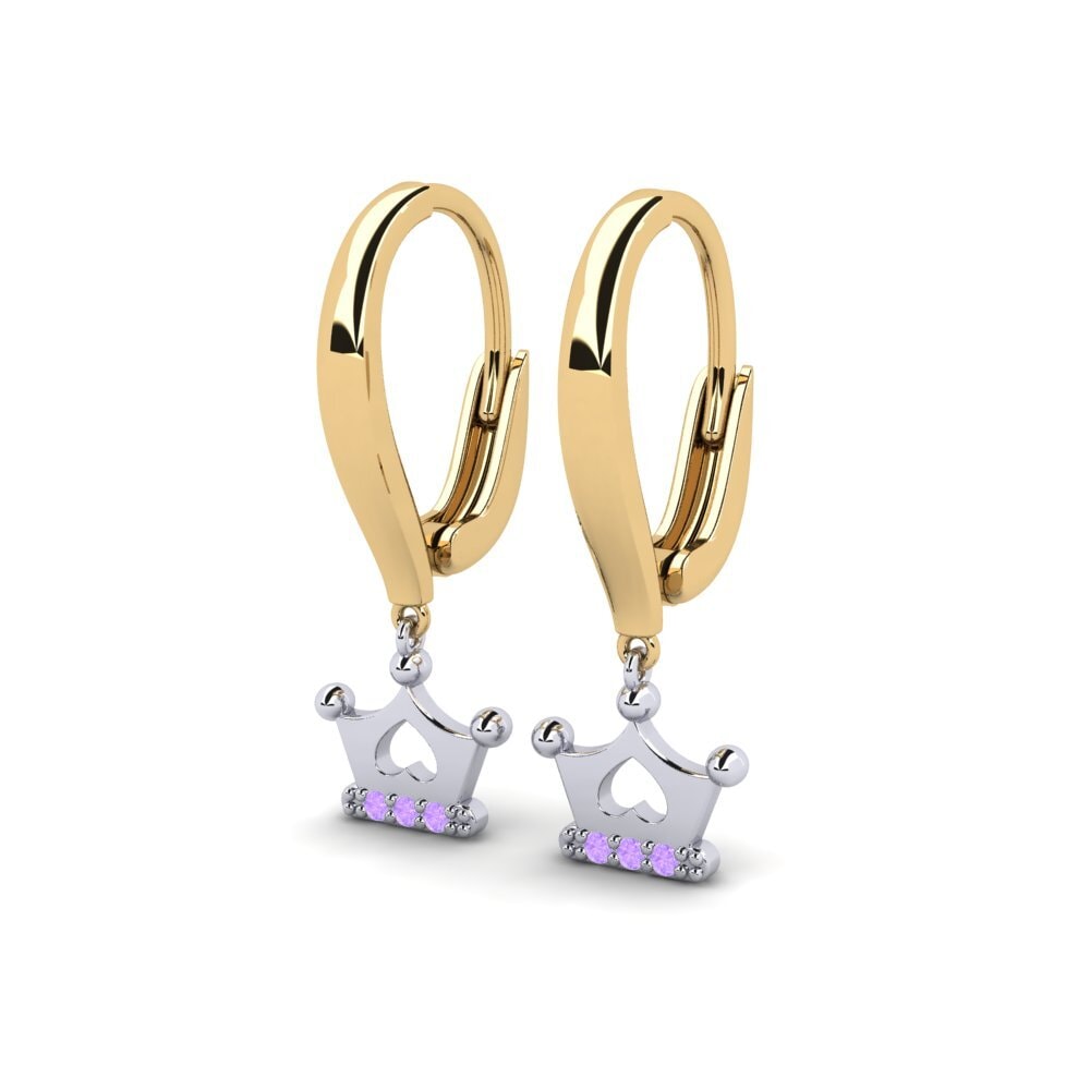 14k Yellow & White Gold Amethyst Kid's Earring Constitution