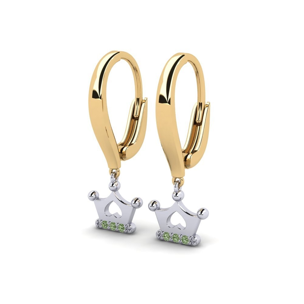 18k Oro Amarillo & Blanco Diamante Verde Pendiente para Niño Constitution