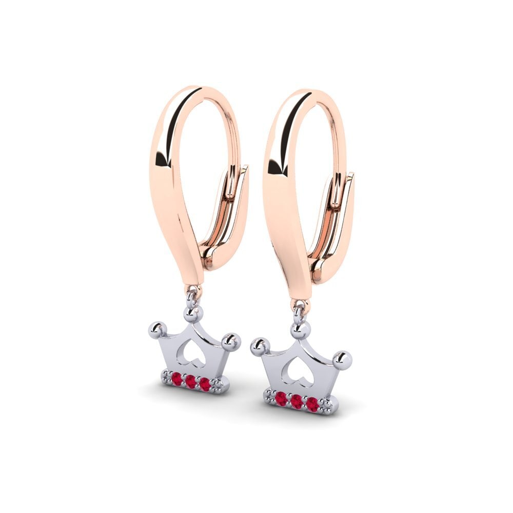 18k Rose & White Gold Ruby Kid's Earring Constitution