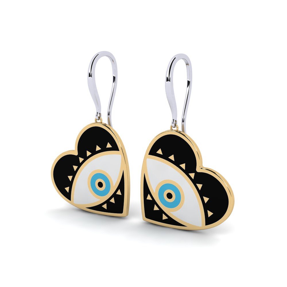 9k Oro Blanco / Amarillo Pendientes Contref