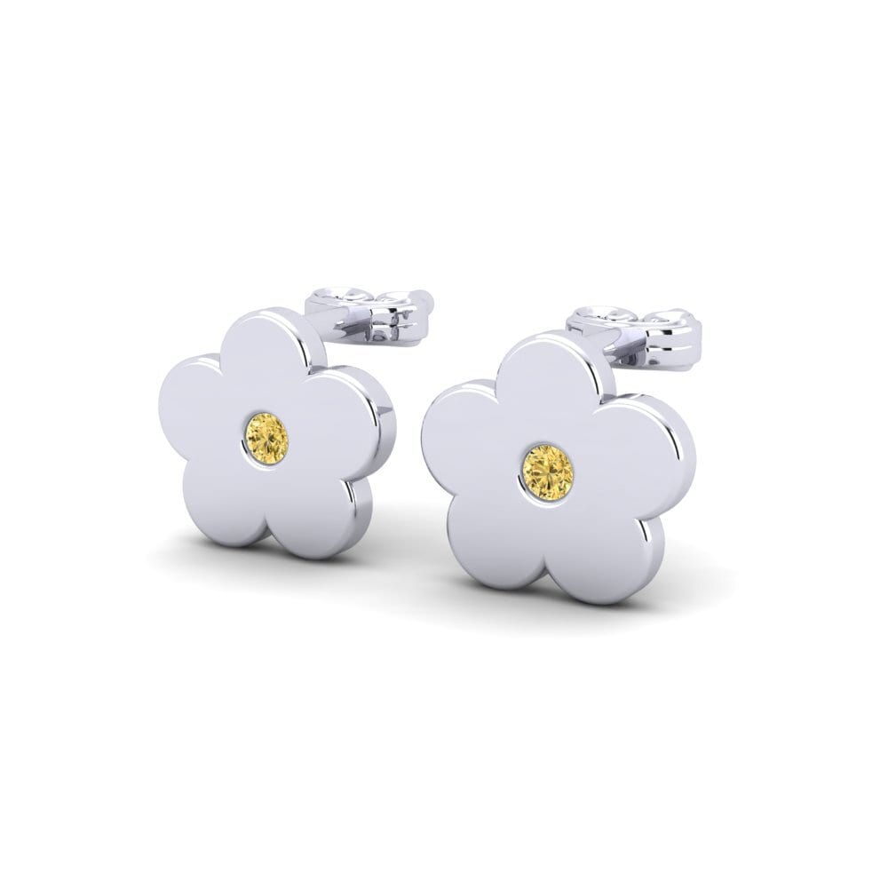 18k White Gold Yellow Diamond Kid's Earring Copieura