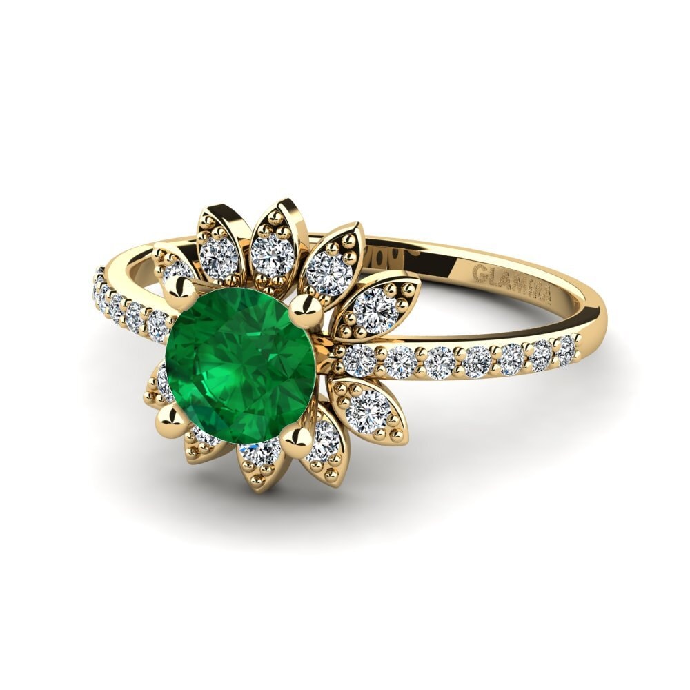 Esmeralda (creada en laboratorio) Anillo de Mujer Coqu
