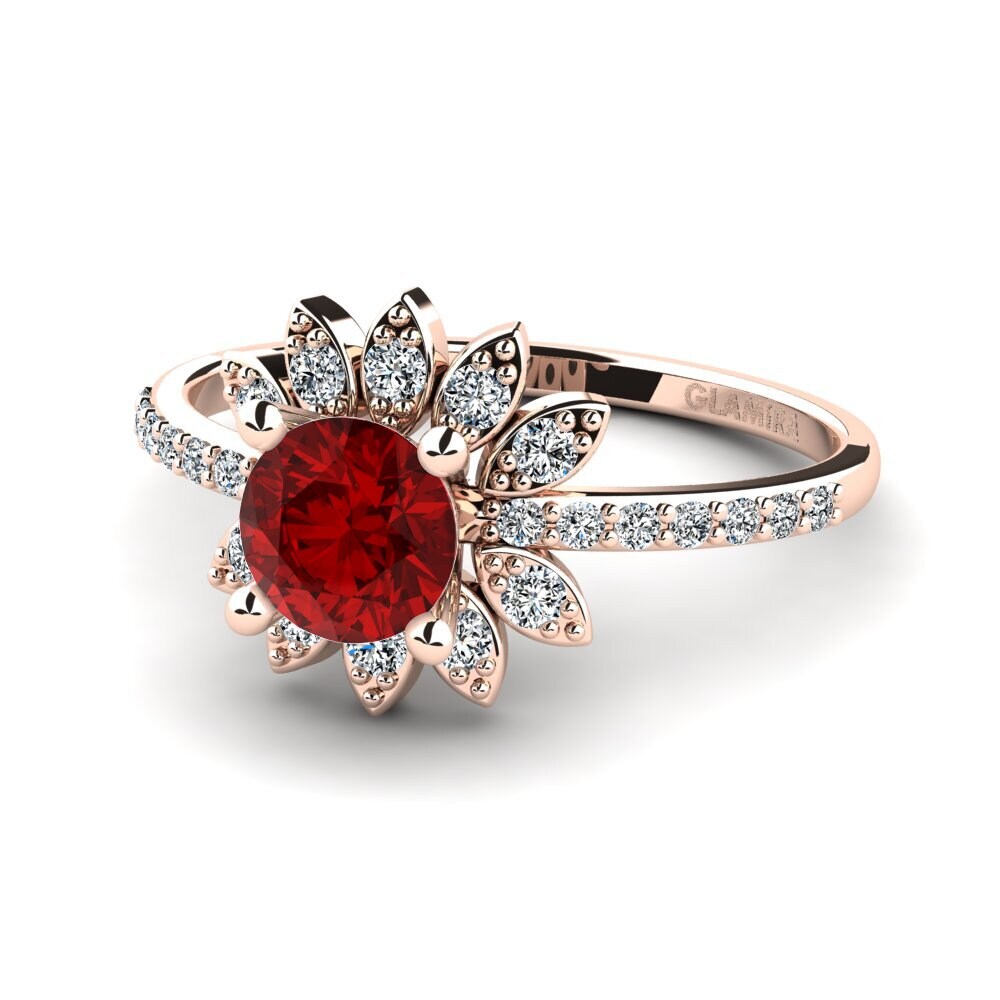 18ct Rose Gold Ruby (Lab Created) Women's Ring Coqu