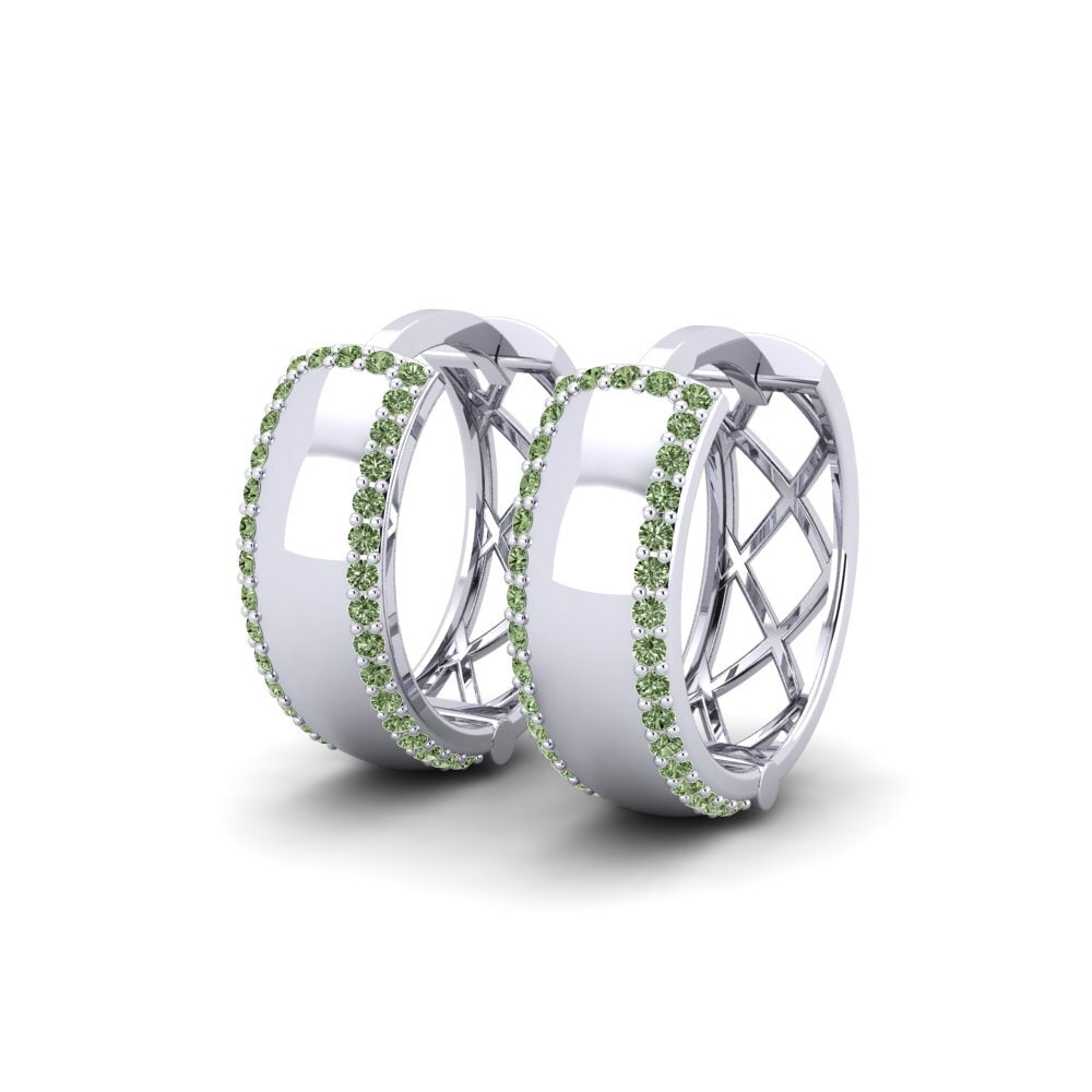 Oro Bianco 585 Diamante Verde Orecchino da donna Coquelle