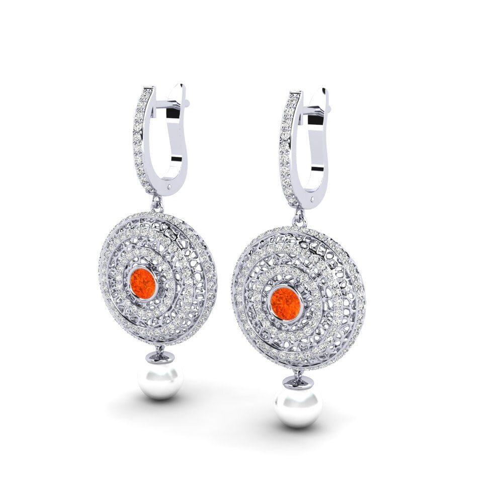 950 Palladium Fire-Opal Women's Earring Cordagel