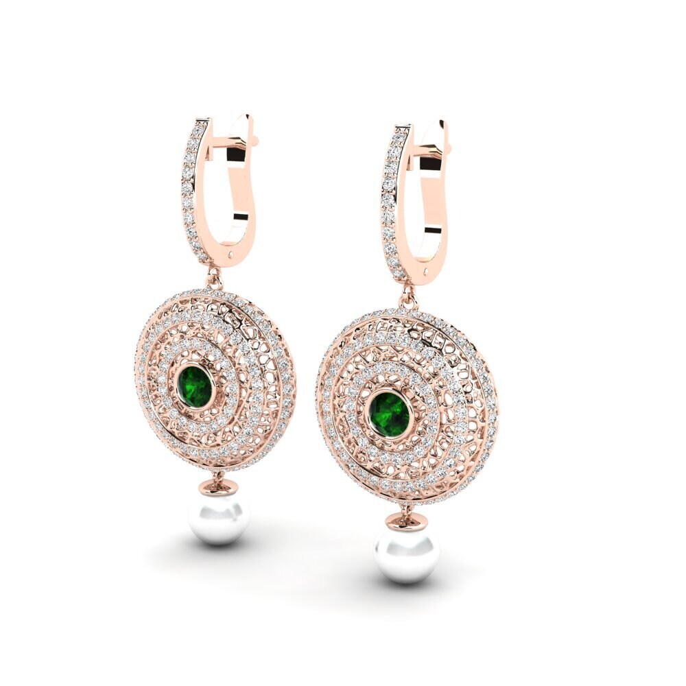 14k Oro Rosa Turmalina verde Pendiente de mujer Cordagel