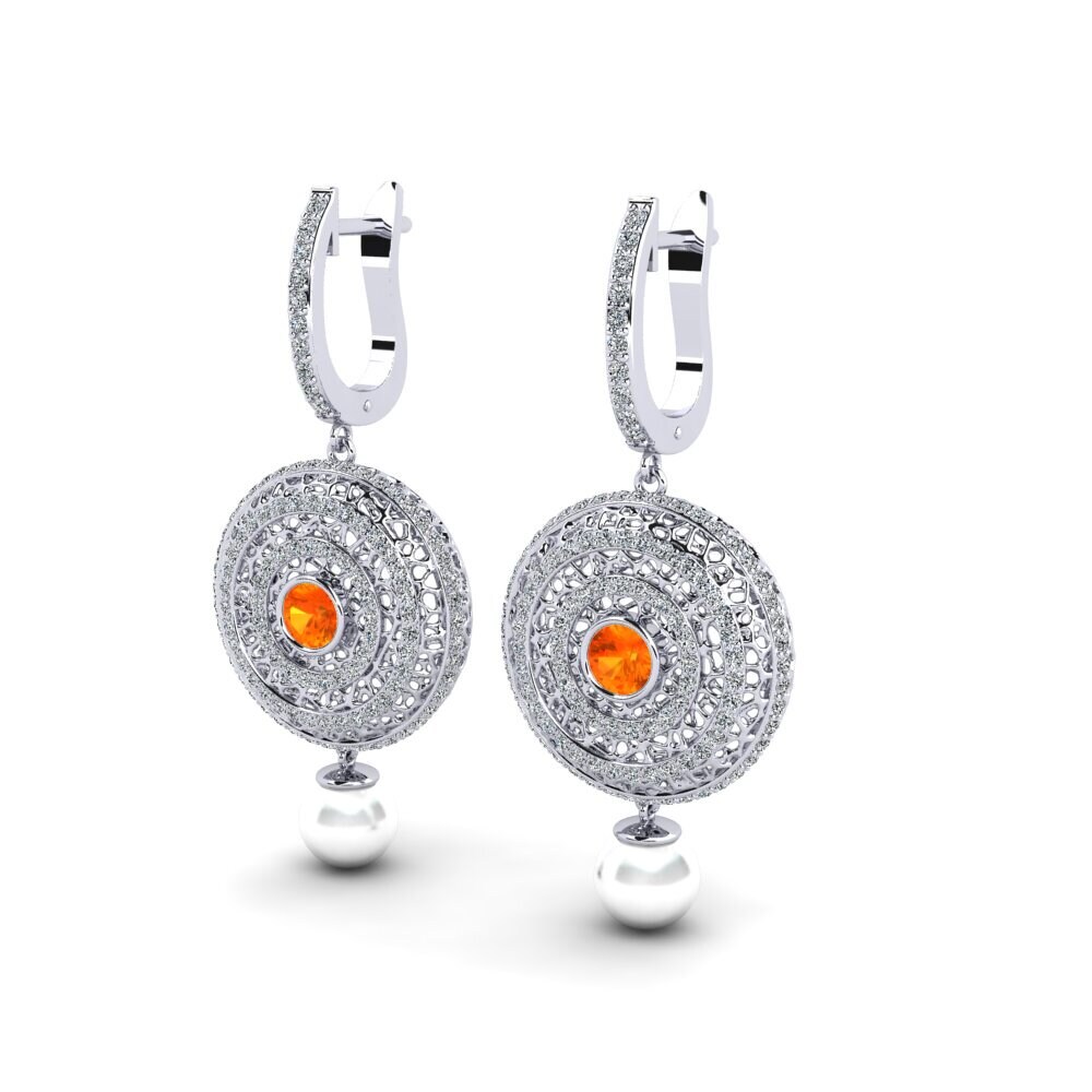 9ct White Gold Orange Sapphire Women's Earring Cordagel