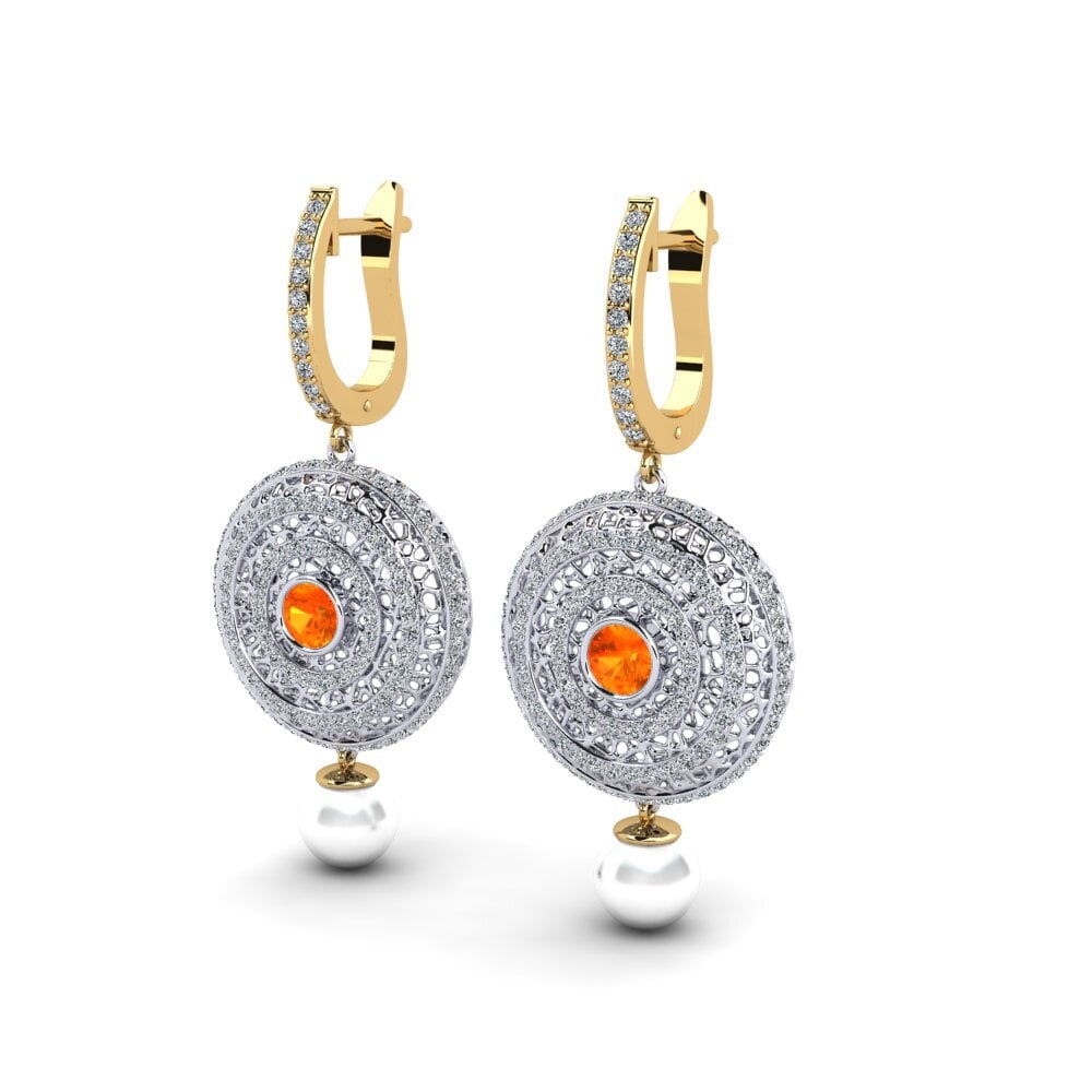 9ct White & Yellow Gold Orange Sapphire Women's Earring Cordagel