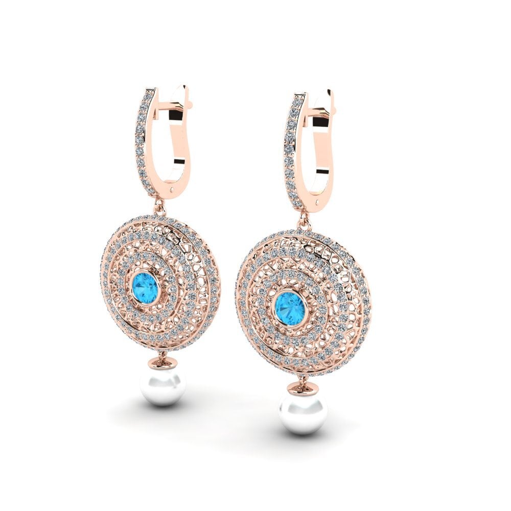 9ct Rose Gold Blue Topaz Women's Earring Cordagel